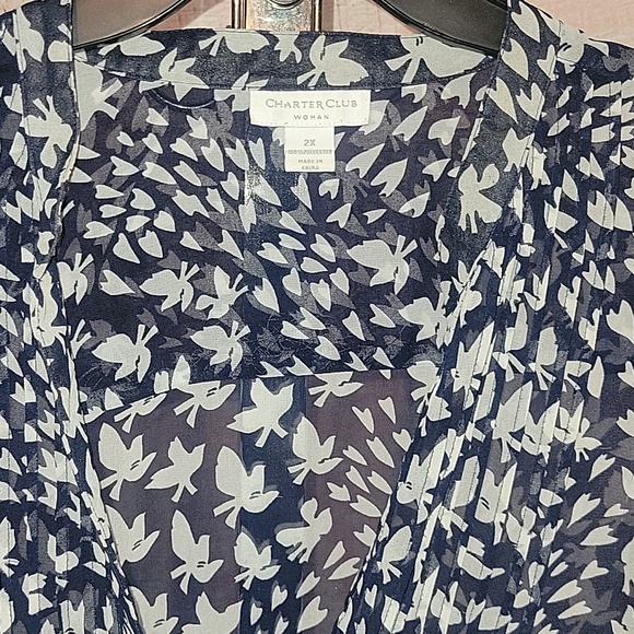 Charter Club Navy Blue Blouse - Picture 2 of 6